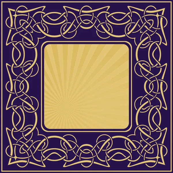Marco de oro con ornamental floral — Vector de stock