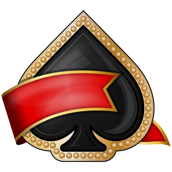 Spades. card suit icons with ribbon Royalty Free Stock Vectors