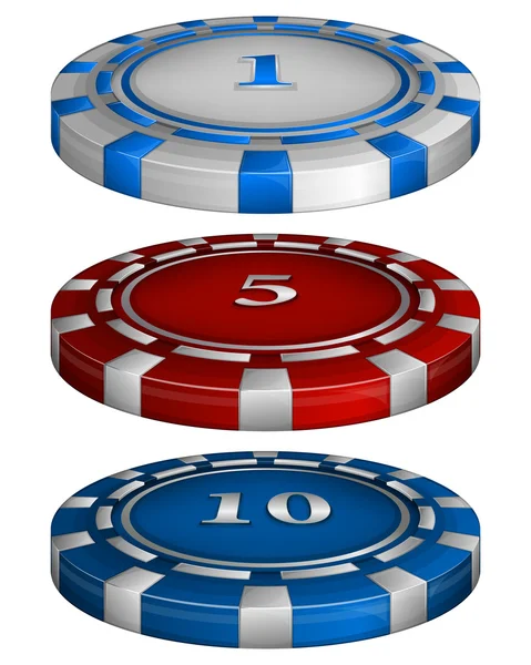 Казино покерні фішки з вартістю — стоковий вектор