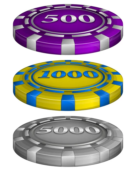 Casino-Pokerchips mit Kosten — Stockvektor