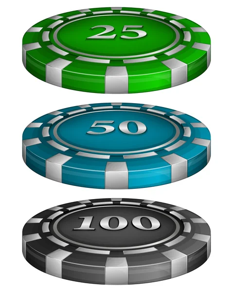 Casino-Pokerchips mit Kosten — Stockvektor