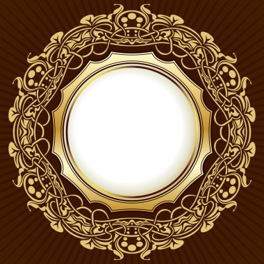 Altın çerçeve çiçek süs