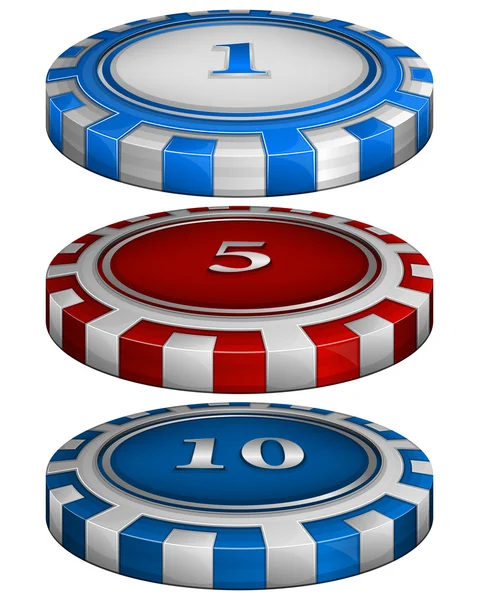 Казино покерні фішки з вартістю — стоковий вектор
