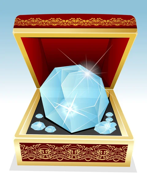 ギフト用の箱で大きな華麗なダイヤモンド — ストックベクタ