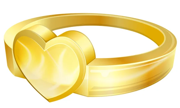 Gouden ring met hart — Stockvector