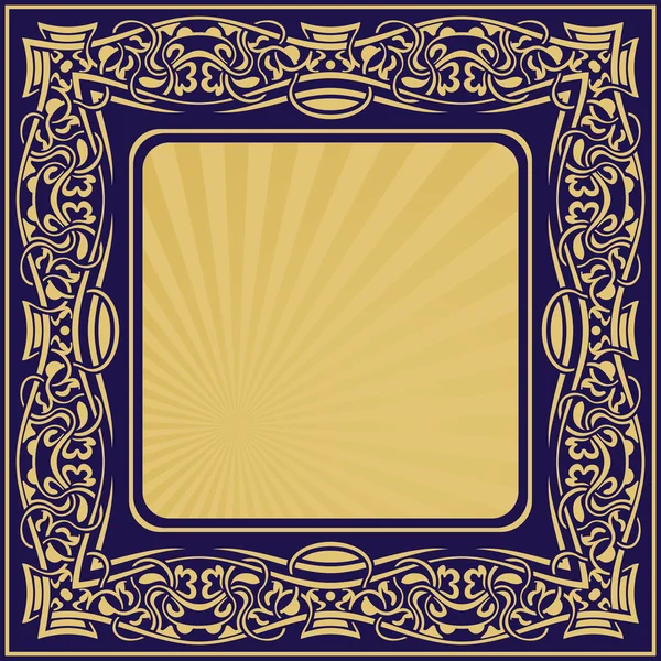 Cadre en or avec ornement floral — Image vectorielle