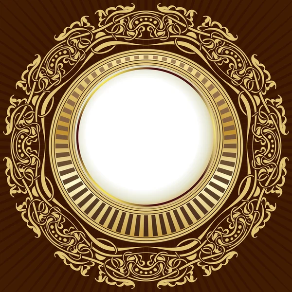 Gold frame with floral ornamental — Stock Vector