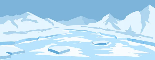 Lago congelado nas montanhas — Vetor de Stock