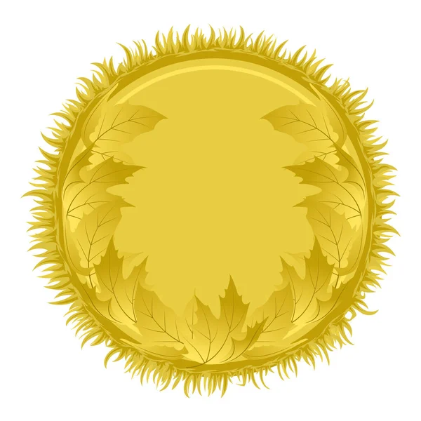 Cadre rond avec herbe et feuilles — Image vectorielle