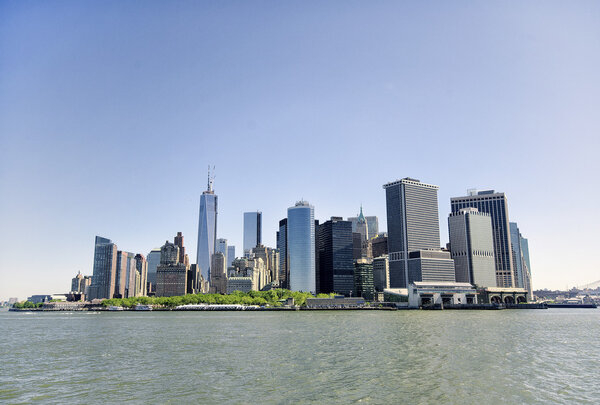The city rising from the bottom of Manhattan as seen from the Staten Island ferry.