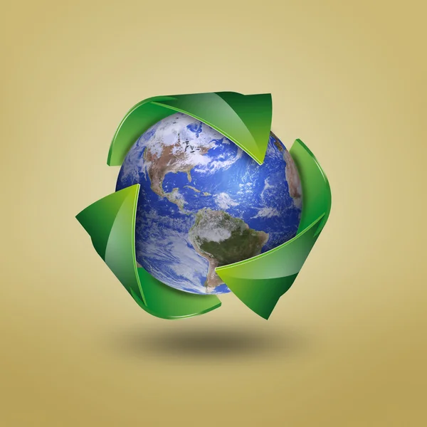 Erde mit Recycling-Symbol — Stockfoto