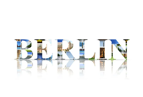 Berlijn geschreven met foto 's — Stockfoto