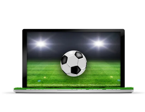 Laptop z piłki nożnej — Zdjęcie stockowe