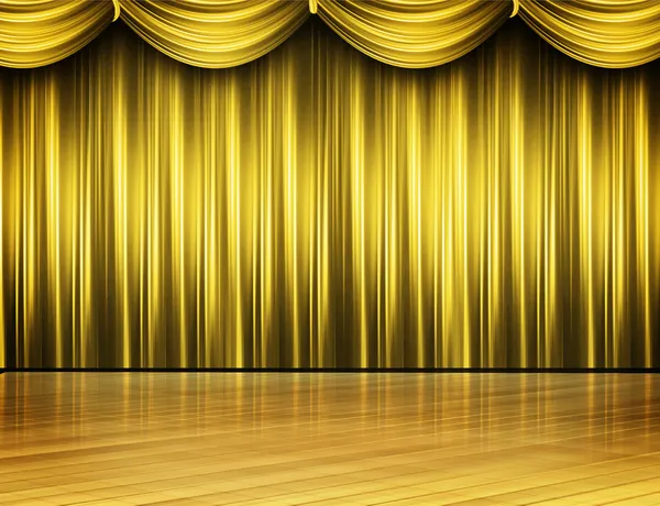 黄金色的舞台剧院 — 图库照片