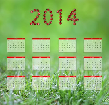 Yeşil 2014 yıllık takvimi