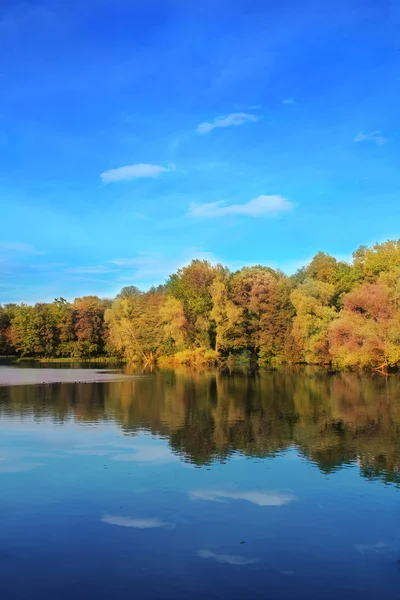 Herbstbäume spiegeln sich im See — Stockfoto