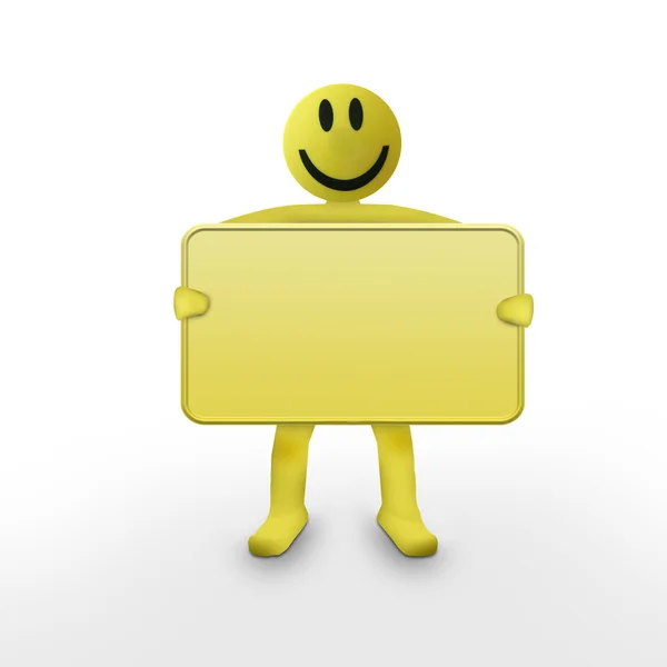 Smiley man holding a blank — Stock Photo, Image