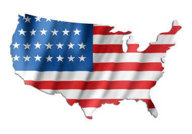 ABD haritada bir Amerikan bayrağı