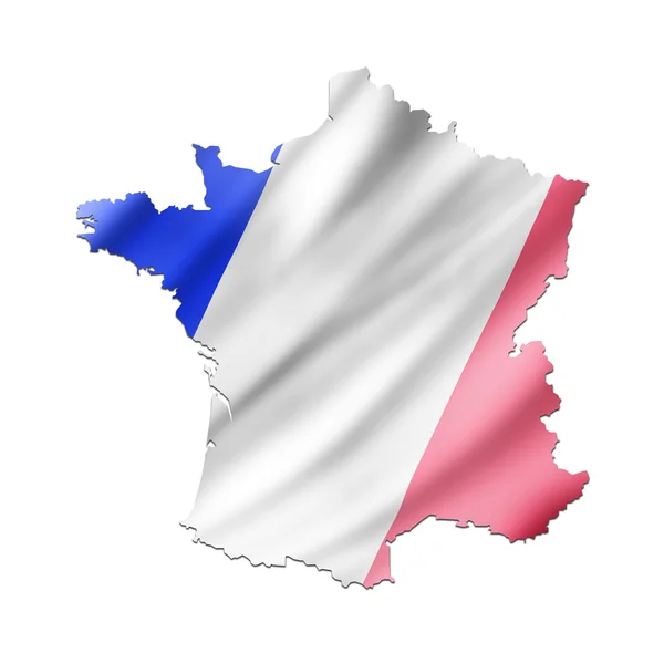 Mapa Francji z flagą — Zdjęcie stockowe