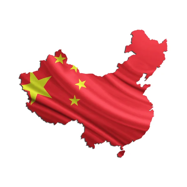 Map of China and Chinese flag — Stock Photo, Image