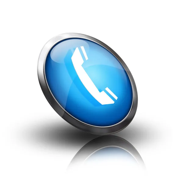 Phone icon on a blue button — Stock Photo, Image