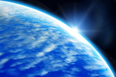 Dünya dış uzaydan gün doğumuyla görüldüğü gibi