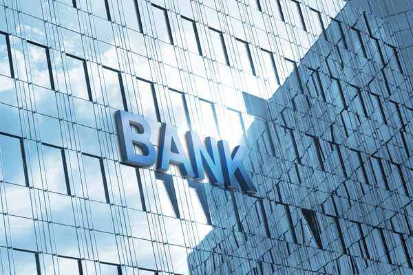 Bank budynku i znak — Zdjęcie stockowe