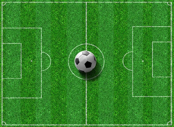 Grass Soccer Field Ball Top View — 图库照片