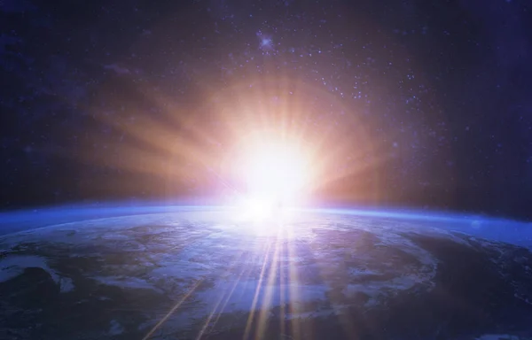 Globo Terrestre Desde Espacio Con Sol — Foto de Stock