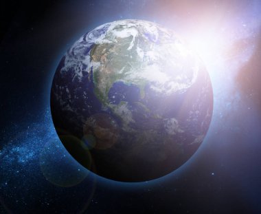 Uzaydan yıldızlı Dünya küresi, NASA tarafından desteklenen bu görüntünün elementleri