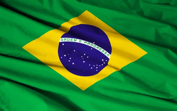Closeup Ruffled Brazil Flag — Stock Photo, Image