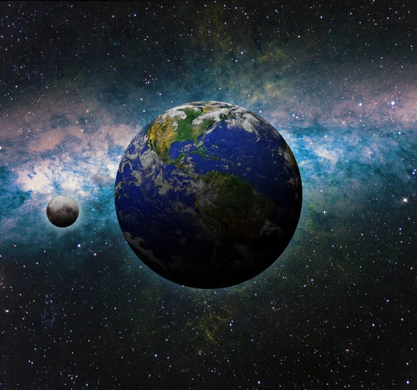 World Globe Från Rymden Ett Stjärnfält Element Denna Bild Som — Stockfoto