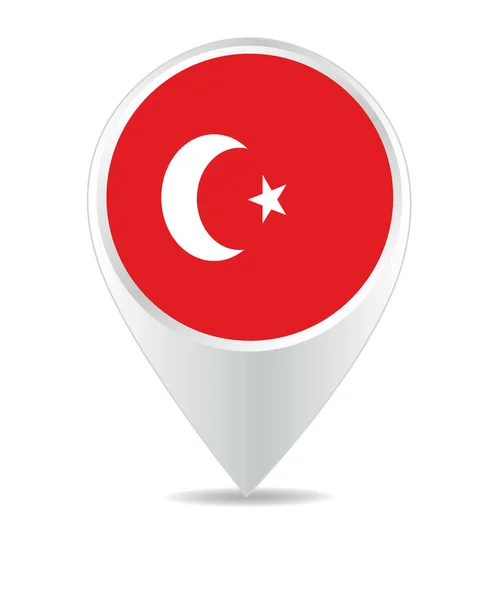 Location Icon Turkey Flag Vector — Vettoriale Stock