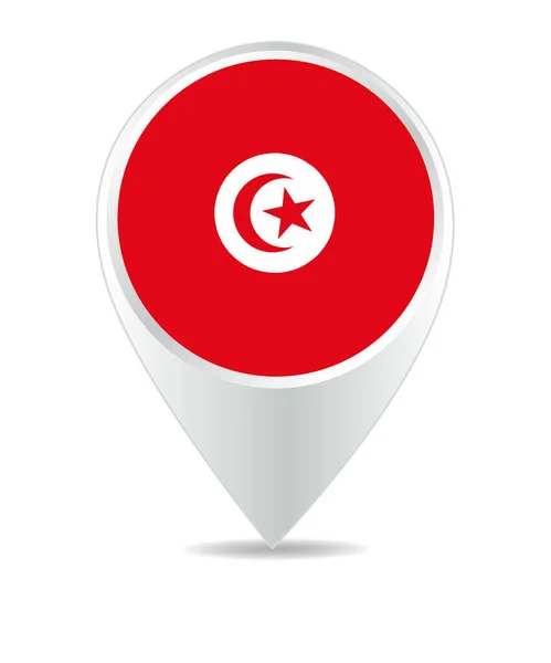 Plats Ikon För Tunisien Flagg Vector — Stock vektor