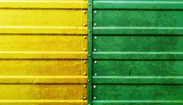 Metal Pintado Amarillo Verde Con Textura Oxidada — Foto de Stock