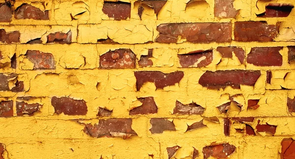 Vieux Mur Brique Jaune Peint Pour Milieux — Photo