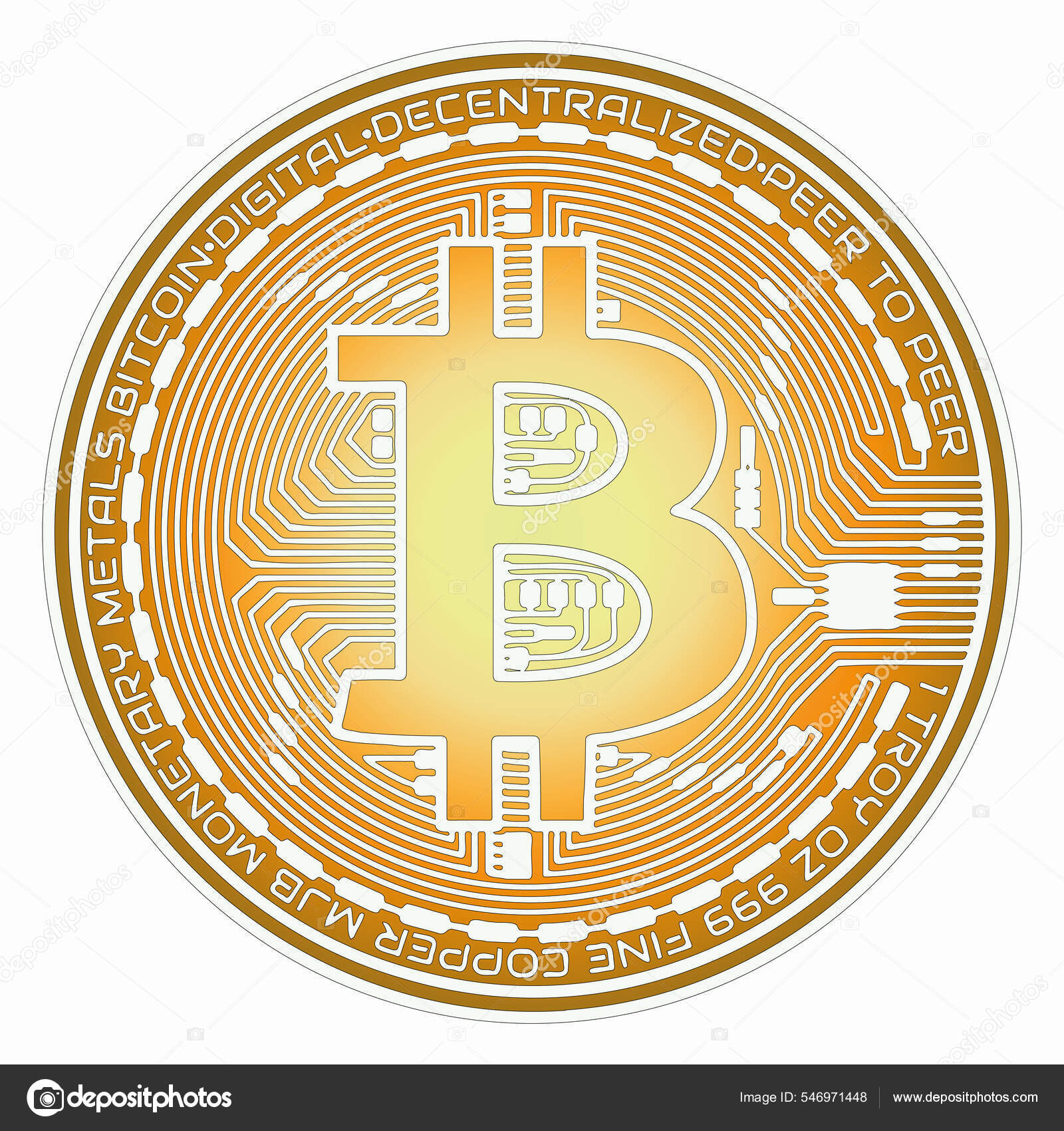 Bitcoin Electronic Currency Digital Decentralized Peer Peer Currency Gold  Stock Vector by ©almir1968 546971448