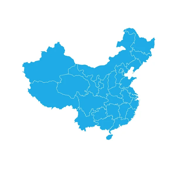 Plattegrond China Blauw Met Witte Omtrek — Stockvector