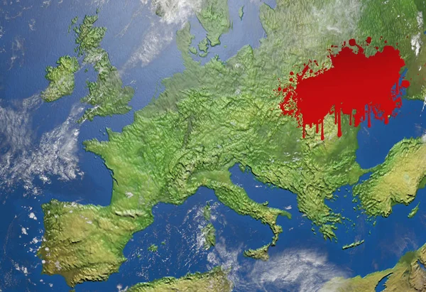 ヨーロッパの地図と出血 ウクライナ — ストック写真