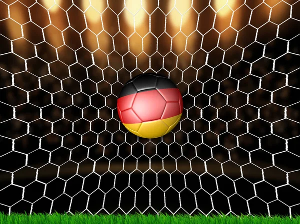 German flag soccer ball inside the net,Goal