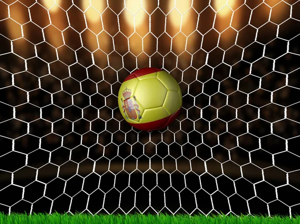 Balón Fútbol Español Dentro Red — Foto de Stock