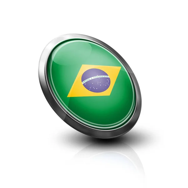 Metallic Button Brazil White — Stock Photo, Image