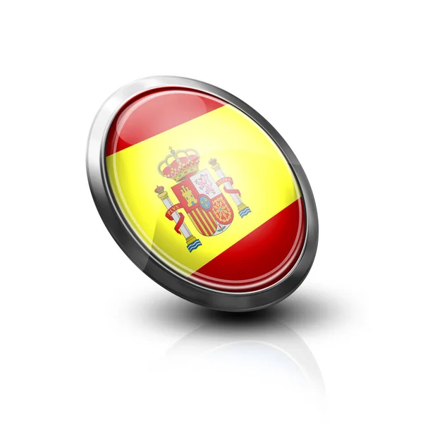 Estilo Botón Bandera España Con Marco Metal — Foto de Stock
