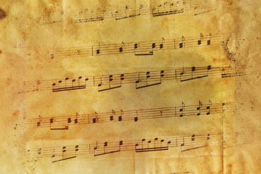 Close Up of a Piece of Sheet Music on old paper clipart