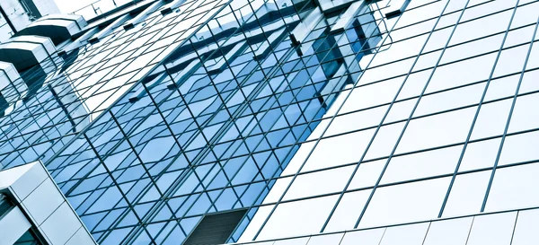 Panoramic glass skyscrapers of downtown, business background — Stock Photo, Image