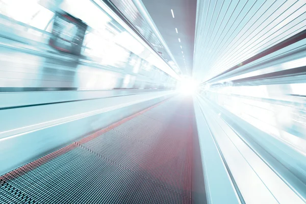 Violet light escalator way — Stock Photo, Image