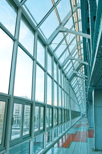 Glassy corridor in office center — Stock Photo, Image