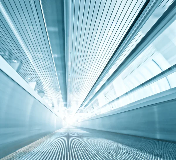 Blue texture of contemporary escalator in business center — Stock Photo, Image