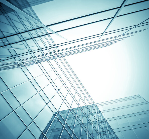 Contemporary design of glass skyscrapers, business background