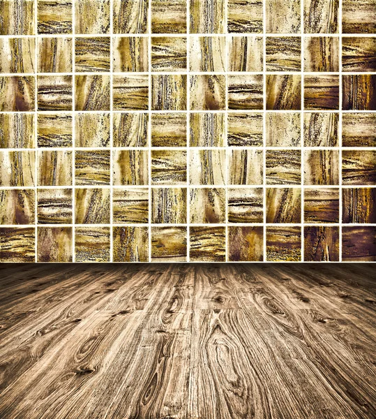 Empty black old spacious room with stone grungy wall and wooden — Stock Photo, Image